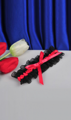 Подвязка на ножку черная с красным, фото
