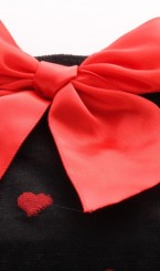 Черные чулки с сердечками и красными бантиками, фото 2
