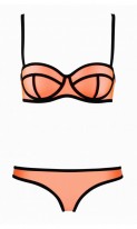 Бандажный купальник оранжевый с черными полосками, фото 2