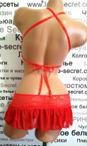 Красное эротическое белье кружевное с юбкой, фото 4