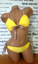 Желтый купальник с леопардовыми завязками Б-789, фото 5