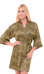 Атласный халат с пеньюаром леопардовый, фото