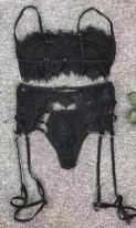 Ажурный эротический набор белья черный П-354 фото 3