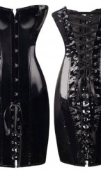 Черное корсет платье на шнуровке кожаное, фото 2