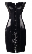 Черное корсет платье на шнуровке кожаное, фото