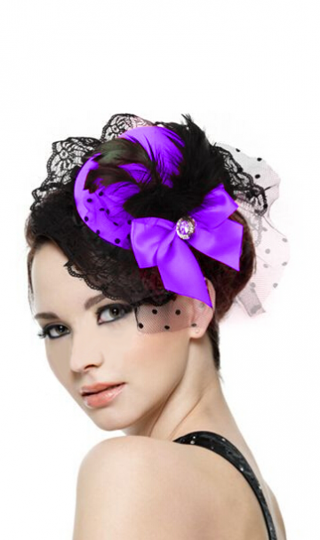 Фиолетовая шляпка заколка на волосы, фото