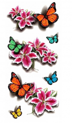 Био тату переводное бабочки и цветы, фото