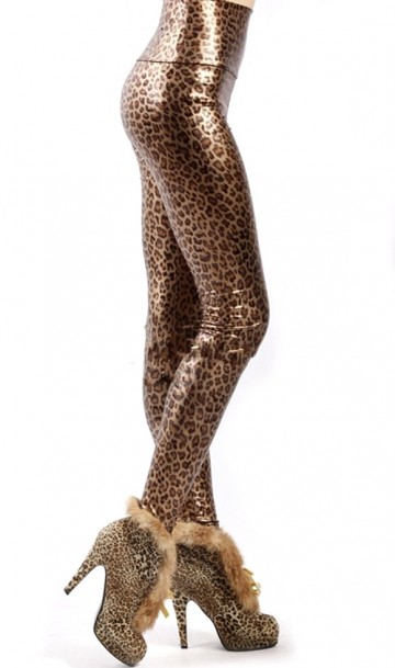 Леопардовые леггинсы под кожу, фото