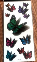 Временная татуировка 3D Бабочки с тенью, фото