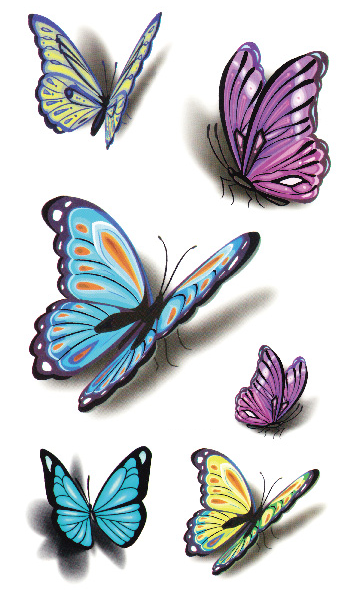 Временная татуировка Бабочки 3D, фото