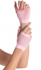 Перчатки в сетку с открытыми пальцами розовые, фото