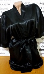 Атласный халат черный, фото 2