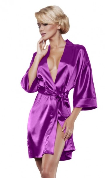 Атласный халат фиолетовый, фото