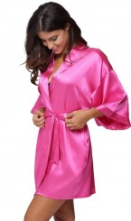 Атласный халат с пеньюаром розовый, фото