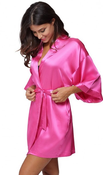 Атласный халат с пеньюаром розовый, фото