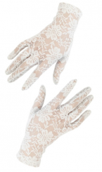 Короткие кружевные перчатки белые, фото