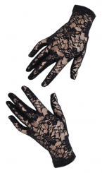Короткие кружевные перчатки черные, фото