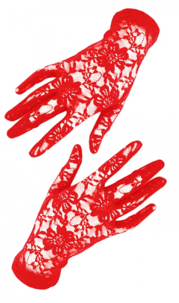Короткие кружевные перчатки красные, фото