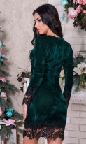 Бархатное платье зеленое Д-330 фото 2