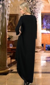 Черное платье со шлейфом сзади Д-255 фото 2