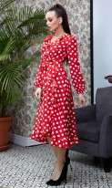 Модное платье в горошек красное Д-237 фото 3