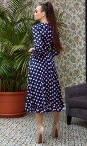 Модное платье в горошек синее Д-225 фото 4