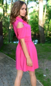Платье рубашка мини розовое Д-232 фото 2