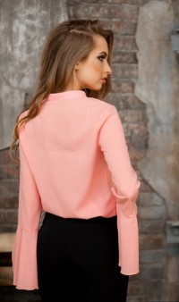 Блуза с расклешенными рукавами персиковая СК-157 фото 2