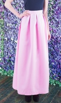 Длинная юбка из габардина розовая Л-138