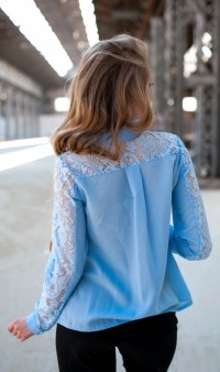 Кружевная блуза голубая СК-148 фото 2