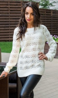 Шерстяной свитер белого цвета СК-222