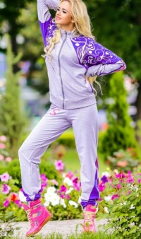 Спортивный костюм с узорным принтом фиолетовый КТ-135