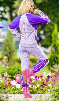 Спортивный костюм с узорным принтом фиолетовый КТ-135 фото 2