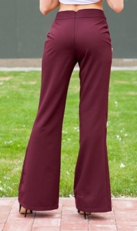 Бордовые брюки клеш с пуговицами Л-158 фото 2