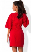 Деловое красное платье с карманами, фото 2