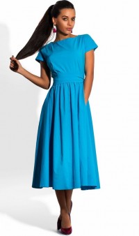 Голубое платье миди из бенгалина, фото