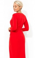 Красивое красное платье с имитацией запаха Д-433 фото 2