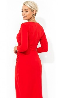 Красивое красное платье с имитацией запаха Д-433 фото 2