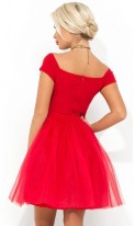 Красное коктейльное платье с фатиновой юбкой Д-443 фото 2