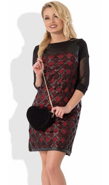 Оригинальное платье черное с красным Д-488
