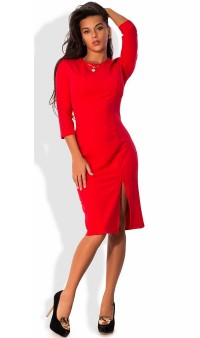 Платье миди приталенное красного цвета, фото