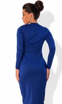 Приталенное синее платье с квадратным вырезом, фото 2