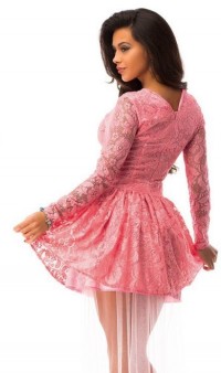 Розовое гипюровое платье с фатиновой полупрозрачной юбкой, фото 2