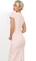 Розовое платье-футляр с бантом на талии Д-576 фото 2