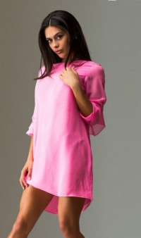 Шифоновое платье коктейль розовое, фото