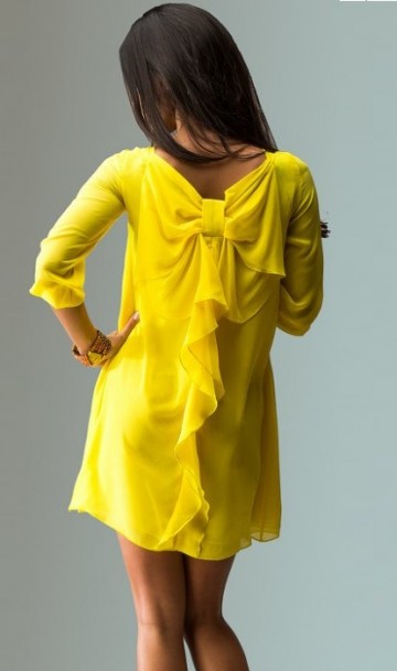 Шифоновое платье коктейль желтое, фото