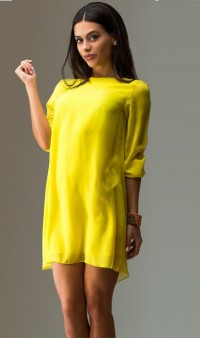 Шифоновое платье коктейль желтое, фото 2