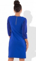 Синее платье-футляр с люрексом и карманами на молниях, фото 2