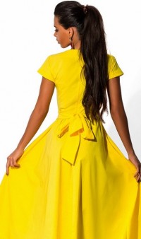 Желтое платье миди из бенгалина, фото 2