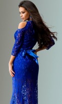 Ажурное синее платье в пол с рукавом три четверти, фото 2